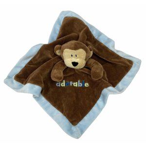 First Impressions Monkey Blue Brown Adorable‎ Lovey Blankie Security Blanket 13"